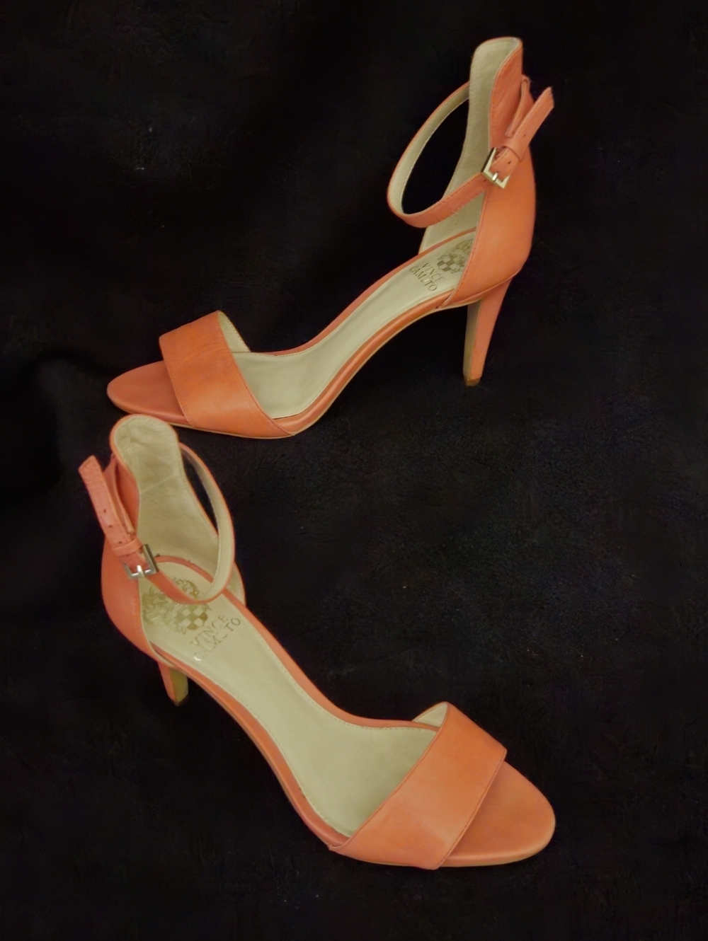 Vince Camuto Coral Orange Ankle-Strap Stiletto Heel Stappy Sandals - Size 9M